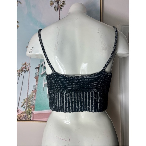 Out From Under Black Dark Grey Ribbed Knit V-Neck Crop Top Bralette Size Large - Picture 2 of 5